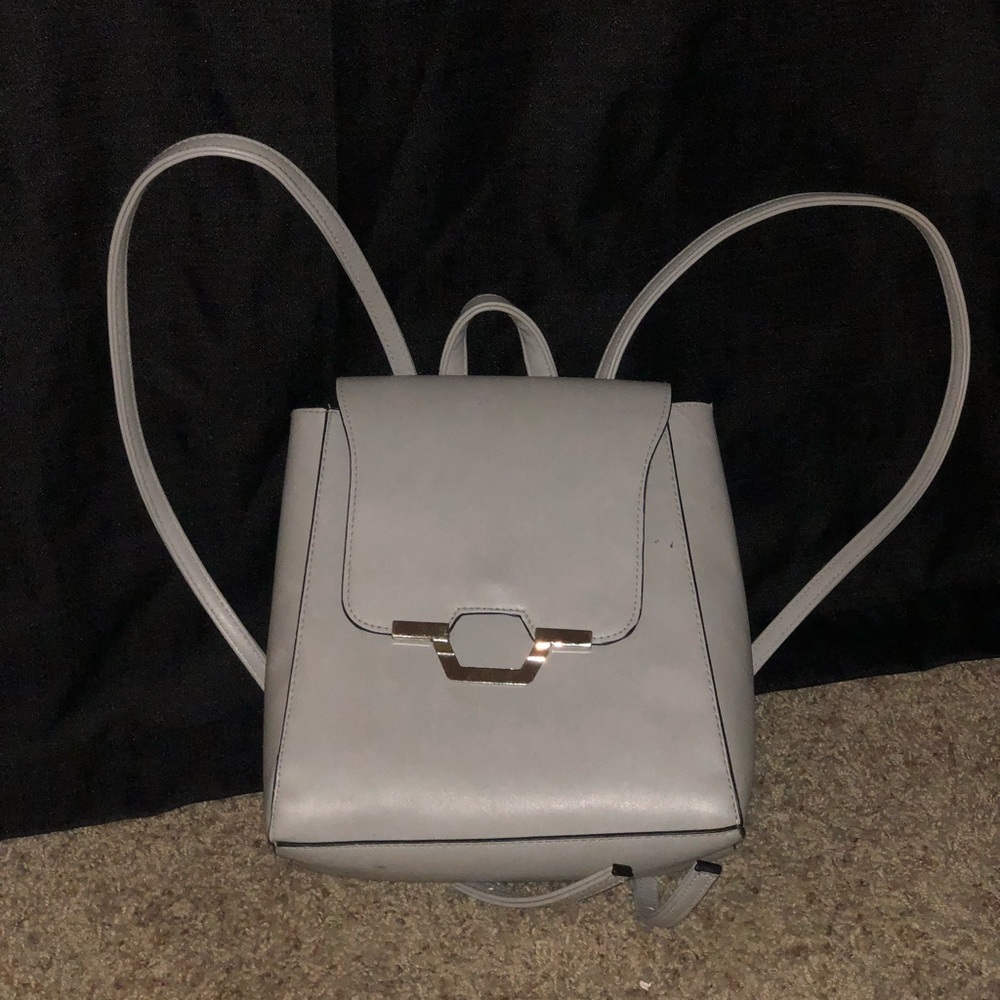 Grey mini leather backpack